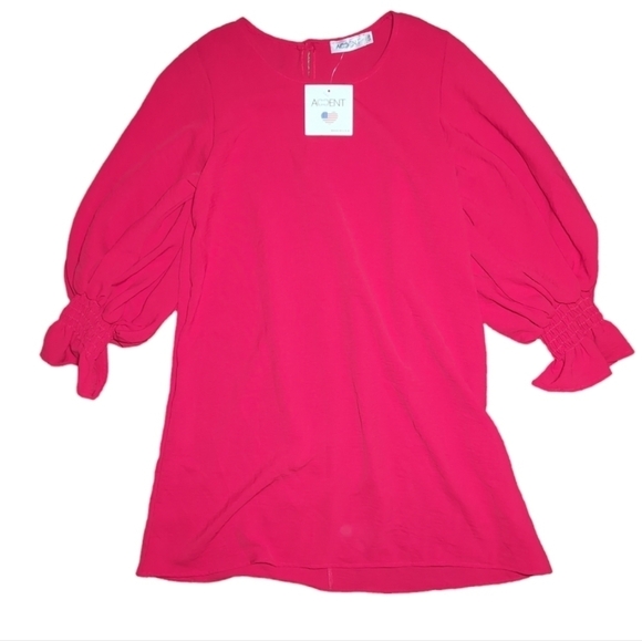 NWT Accent Balloon Sleeve Red Mini Dress Size S/M - Picture 1 of 6